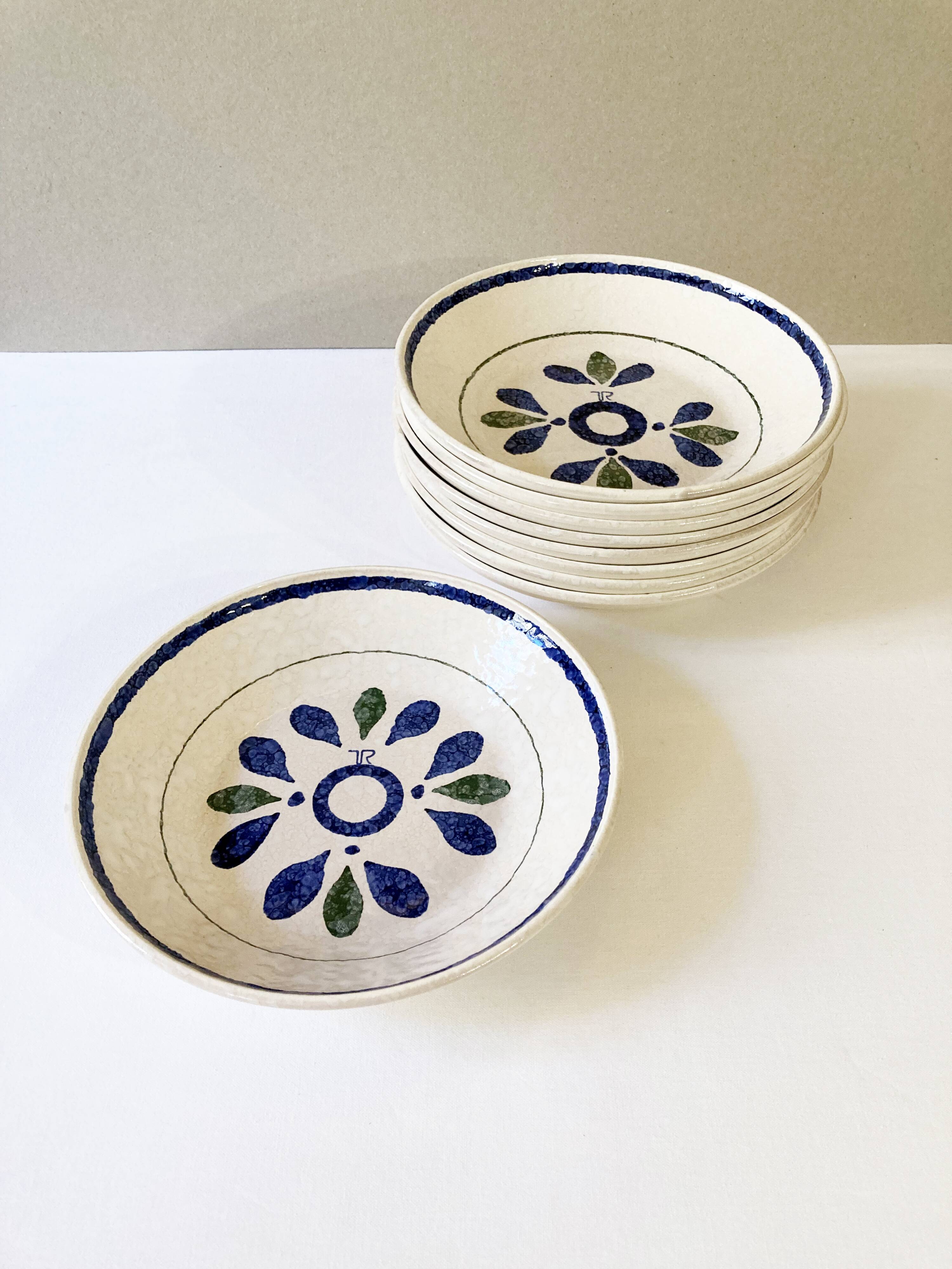 9 soup plates by Toy-Riont, Salins earthenware