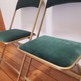 Lot of 2 velvet folding chairs