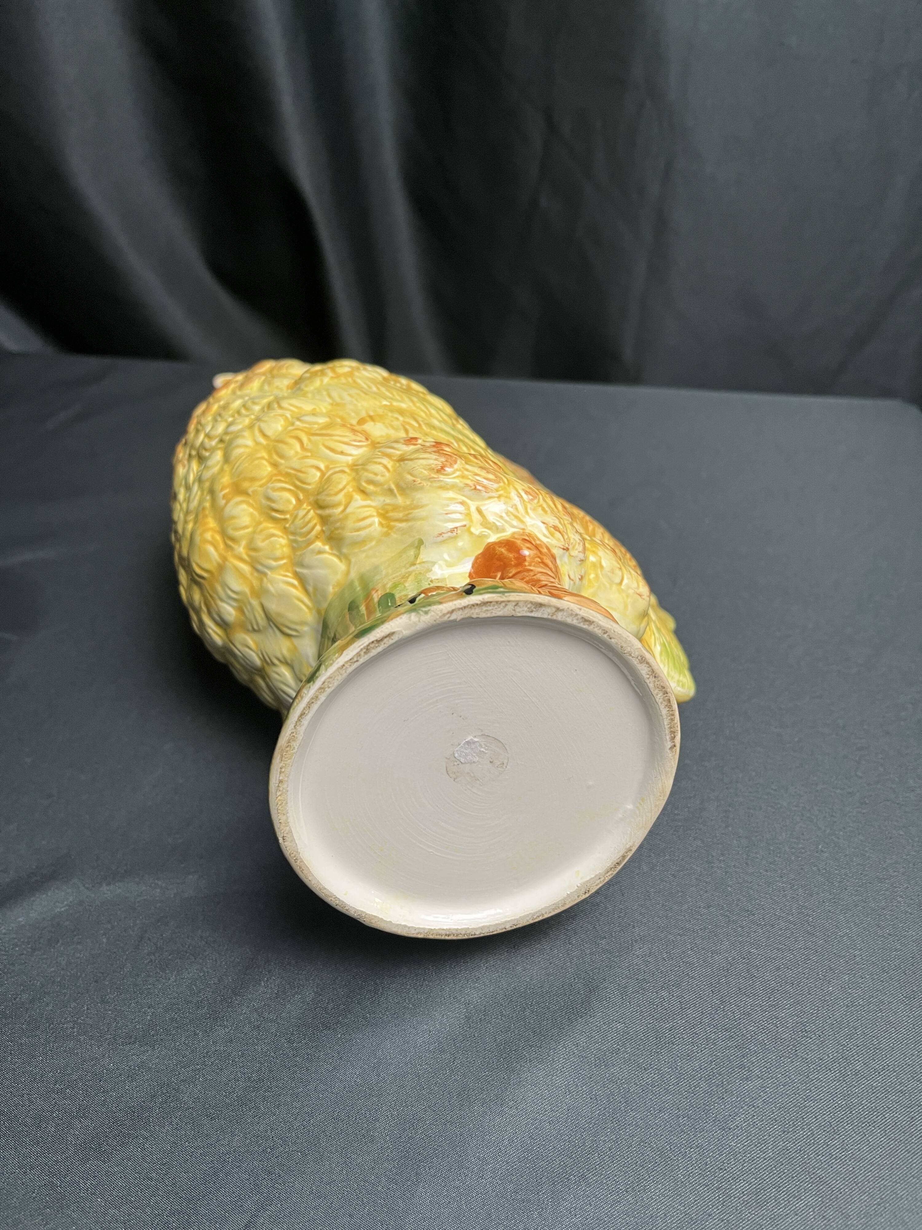 Vintage, pichet coq faïence polychrome Sia XXème