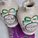 Pair of antique apothecary pots in glazed ceramic, decorated by hand