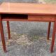Teak veneer desk, curved feet