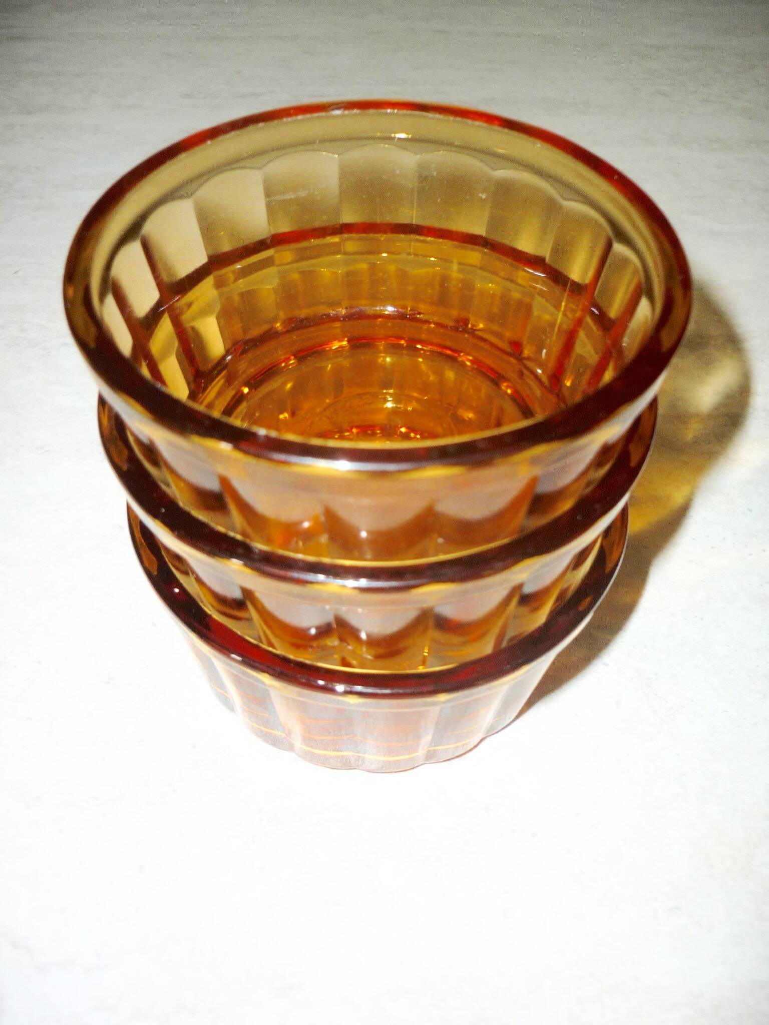 3 vintage Vereco amber glass ramekins