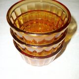 3 vintage Vereco amber glass ramekins
