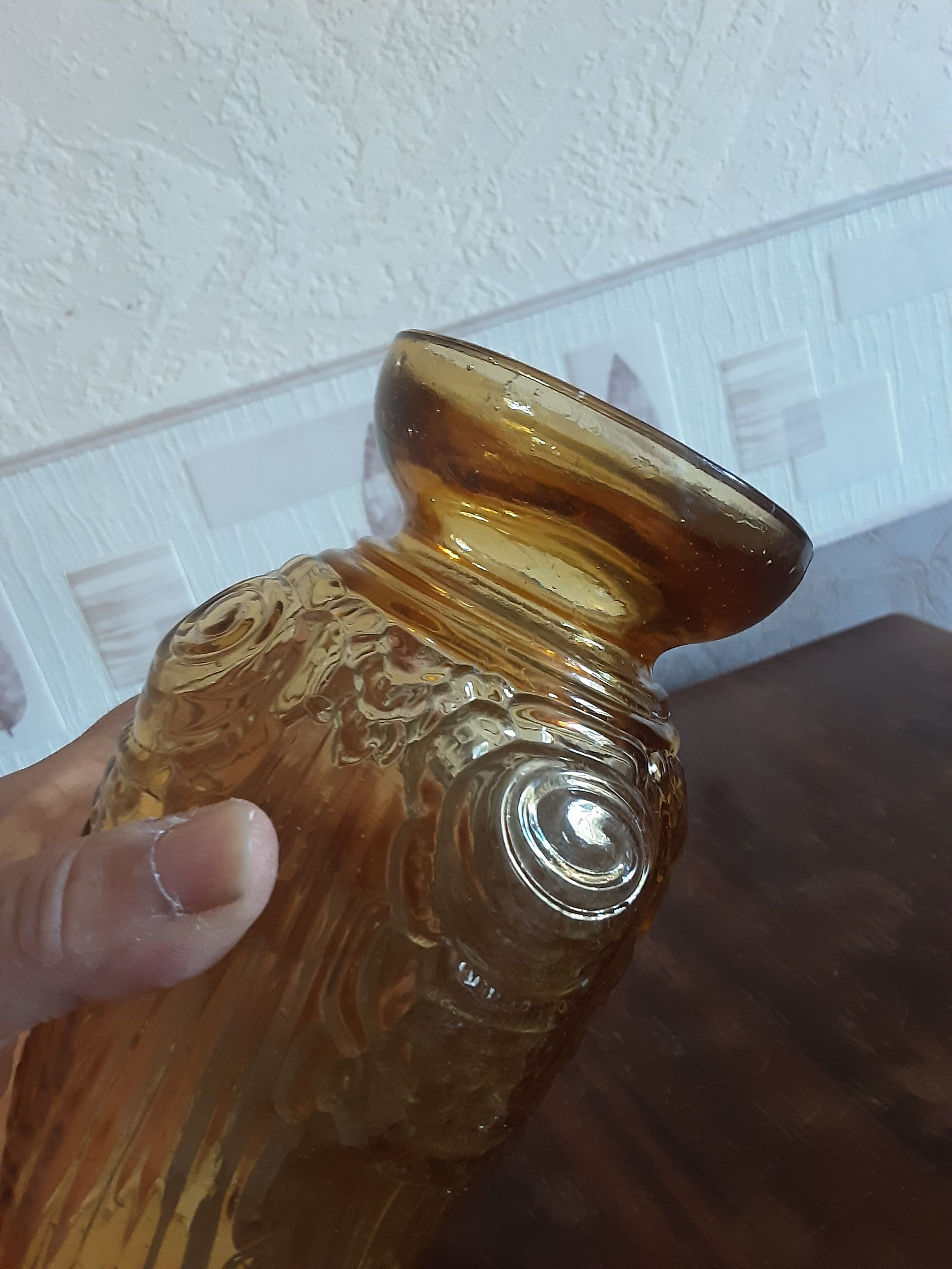 Art Deco vase amber glass