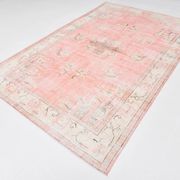 6x9 Turkish Soft Pink Bordered Vintage Rug, 191x282Cm