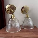 Pair of ribbed glass wall sconces