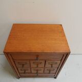 Antique oak watchmakers cabinet with drawers