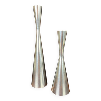 Set of vintage Ikea aluminum diabolo candle holders