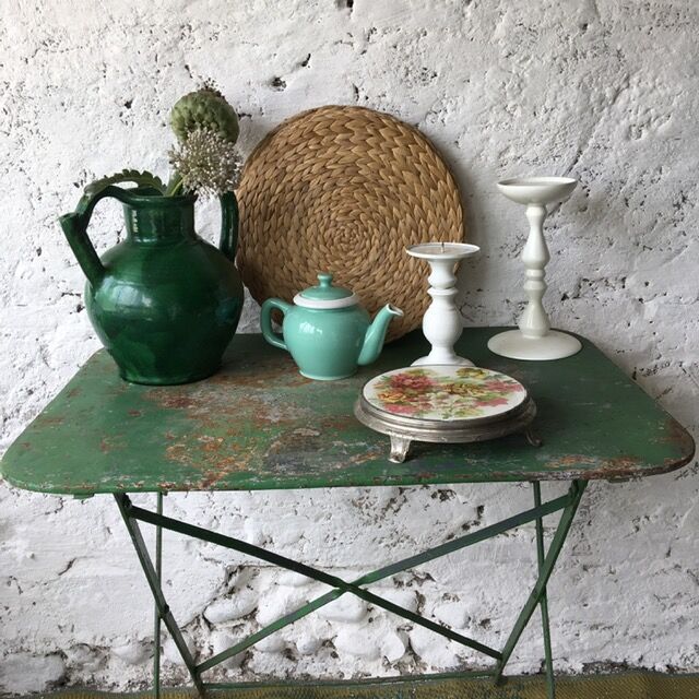 Folding iron garden table