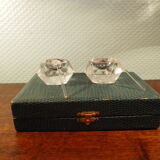 Duo of Saleron in crystal with their serving spoons, in original box - 50s -