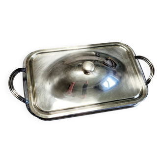 Pyrex and silver dish