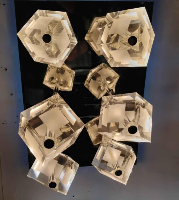 Plafonnier 70/80's inox 6 cubes en verre