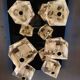 Plafonnier 70/80's inox 6 cubes en verre