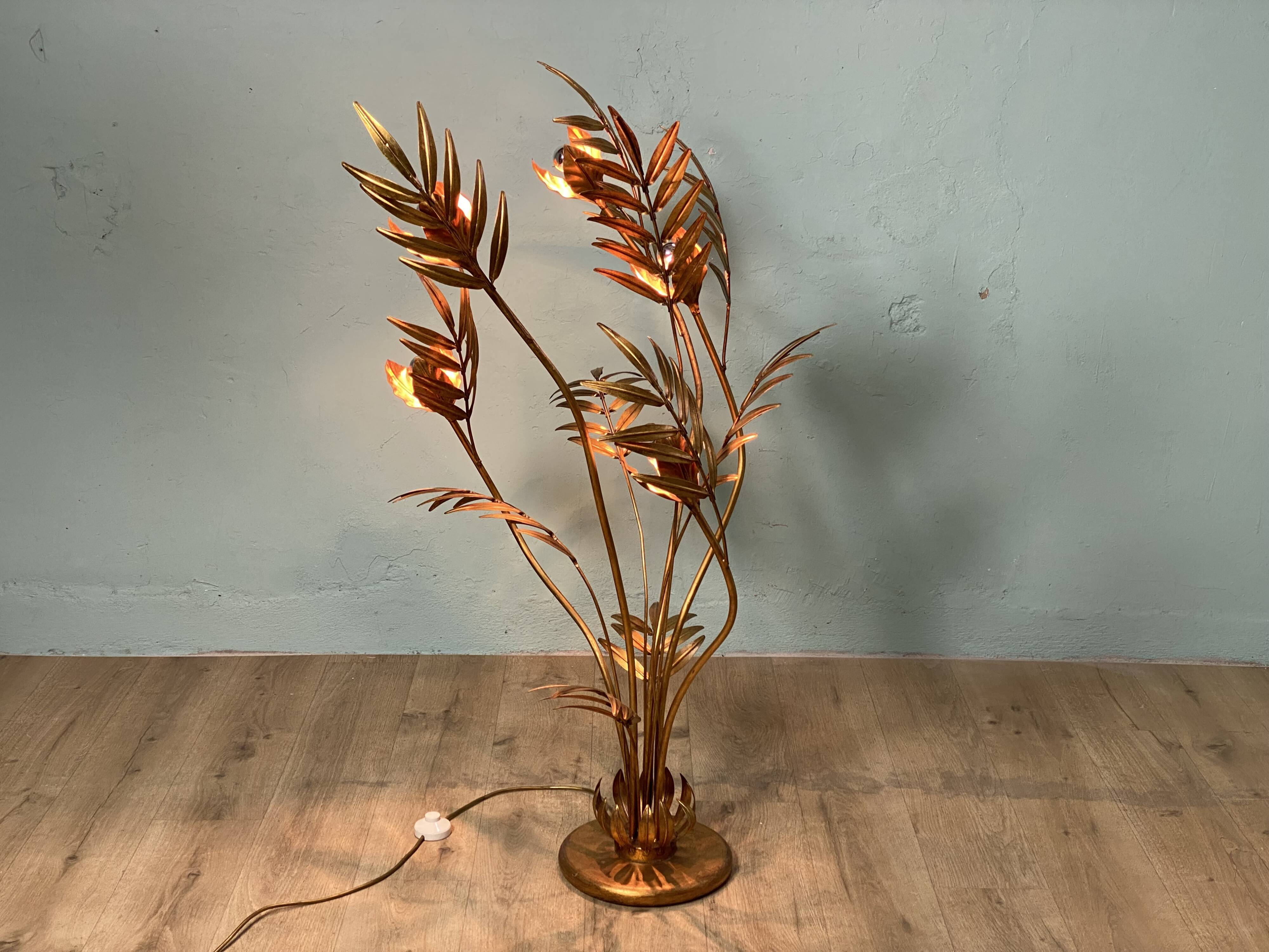 Hans Kogl Jansen style flower floor lamp, vintage 70s