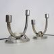 Pair of table lamps, Art Deco bedside lamp, chrome metal
