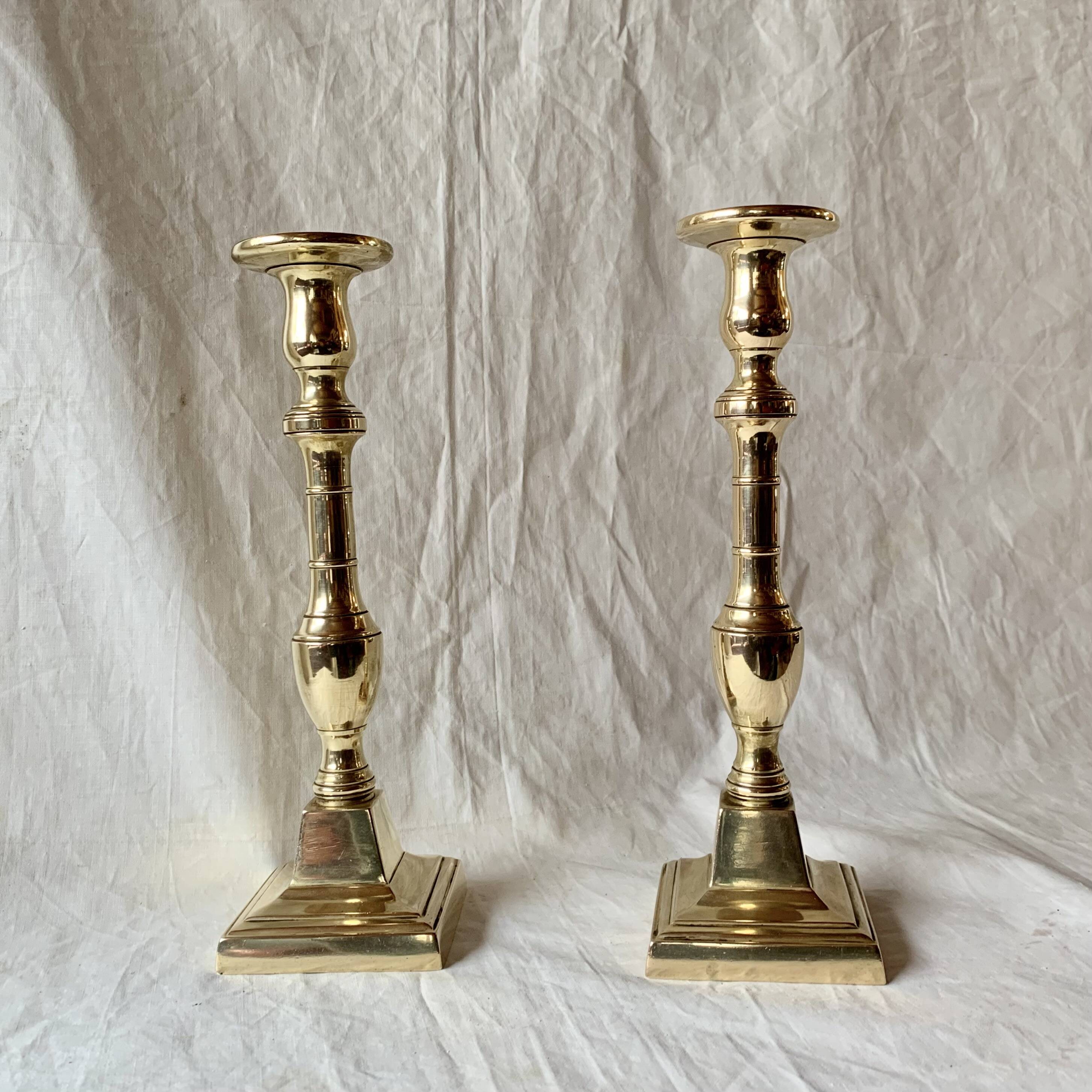 Pair of antique brass candlesticks