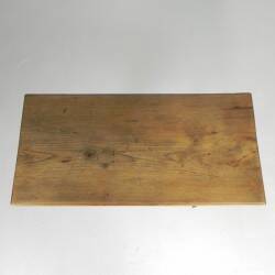 Table bistrot Art déco avec plateau en chêne sur base en fonte