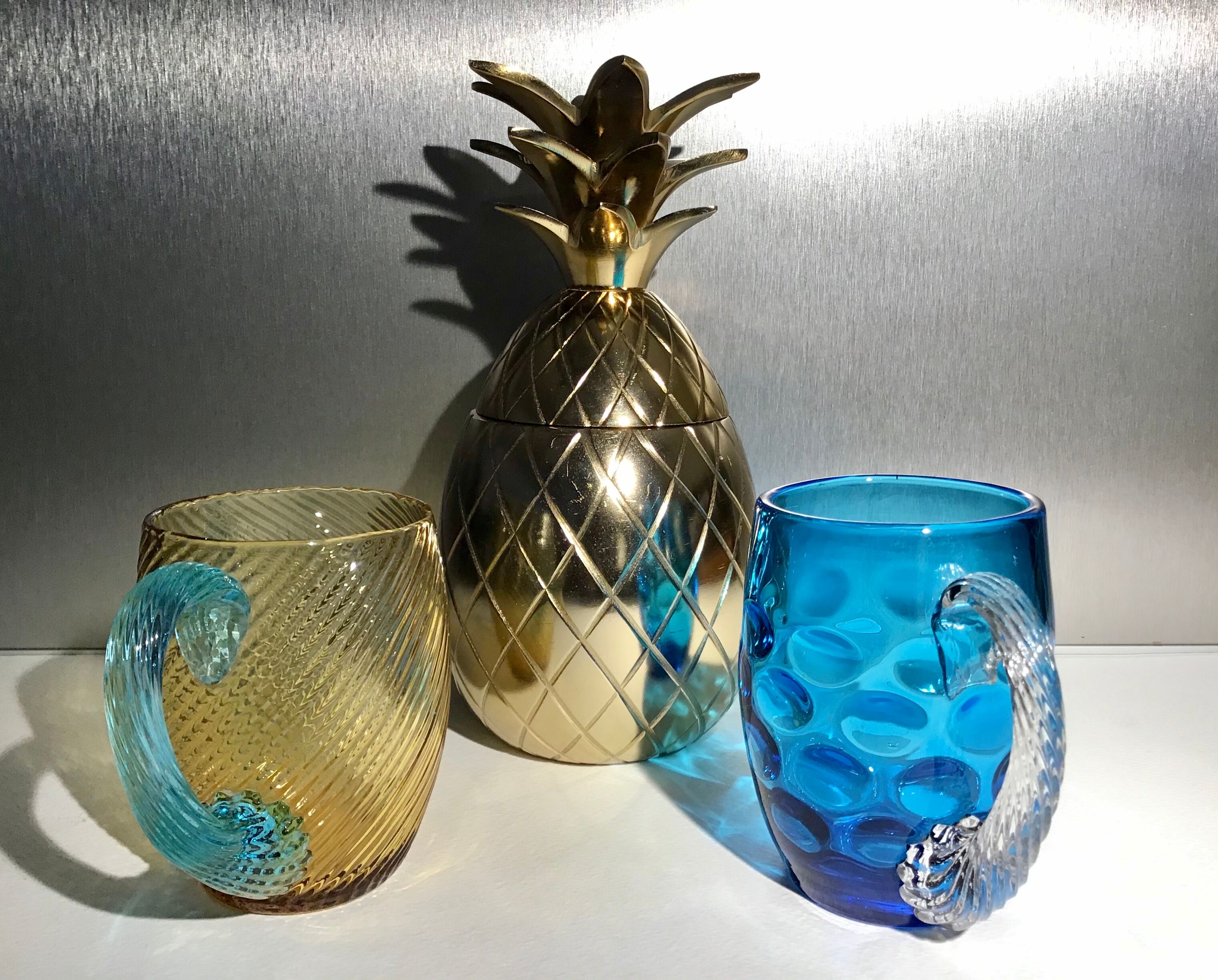 Two glass and crystal mugs, model of the Portieux crystal factory.