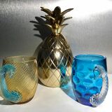 Two glass and crystal mugs, model of the Portieux crystal factory.