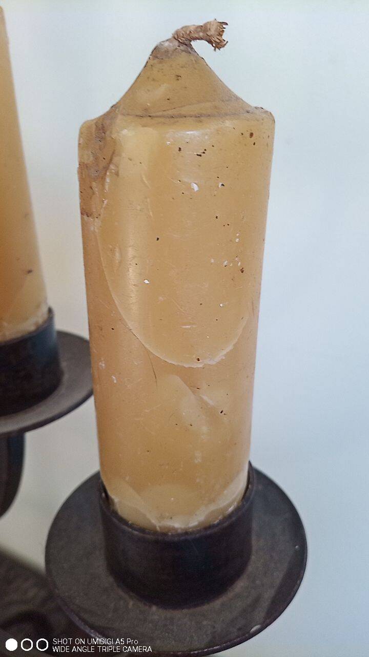 7-arm wrought iron candlestick - H 57 cm - large candle - antique