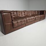 De Sede DS-11 modular sofa in original brown leather, 1970s.