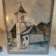 Watercolor 1920, silver carved wooden frame