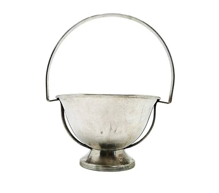 Art Deco sugar bowl, silver-plated brass, Poland, 1920s