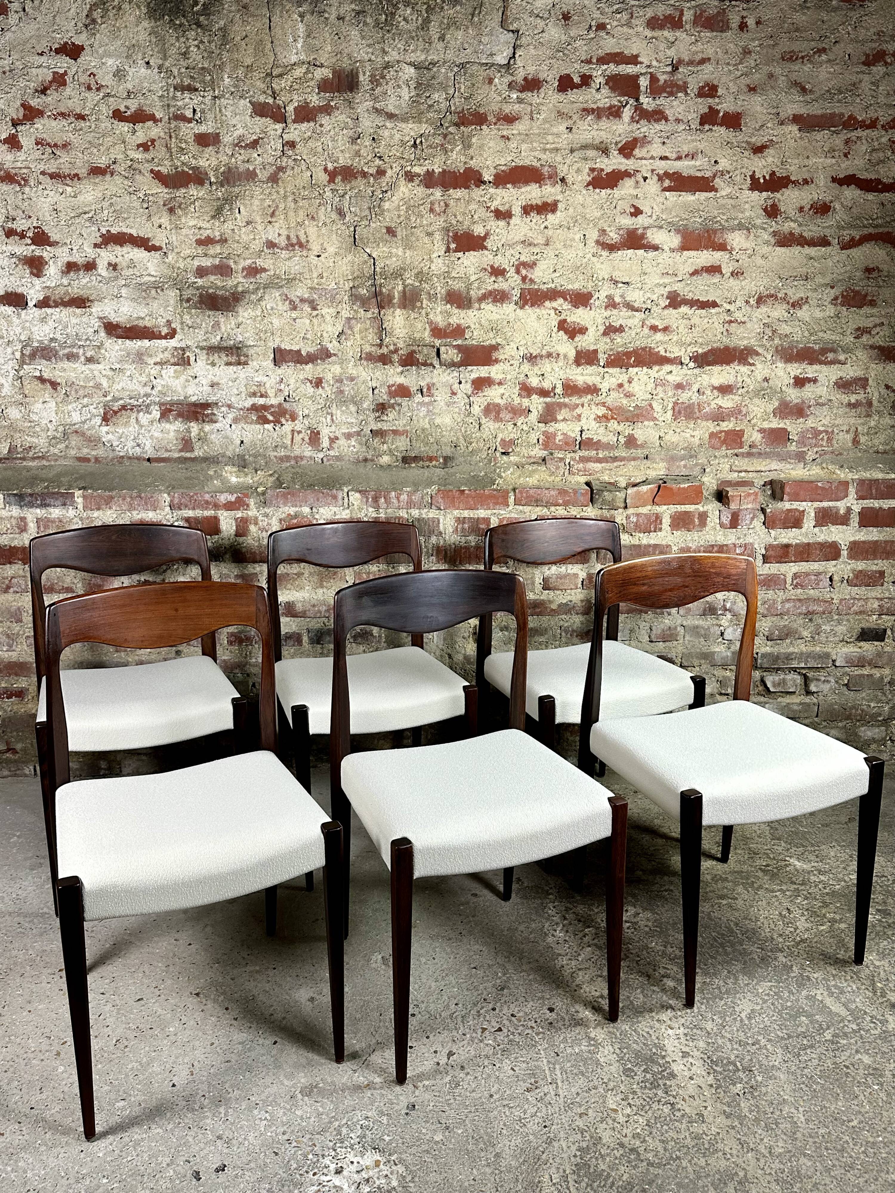 Chaises (série de 6) scandinaves en palissandre