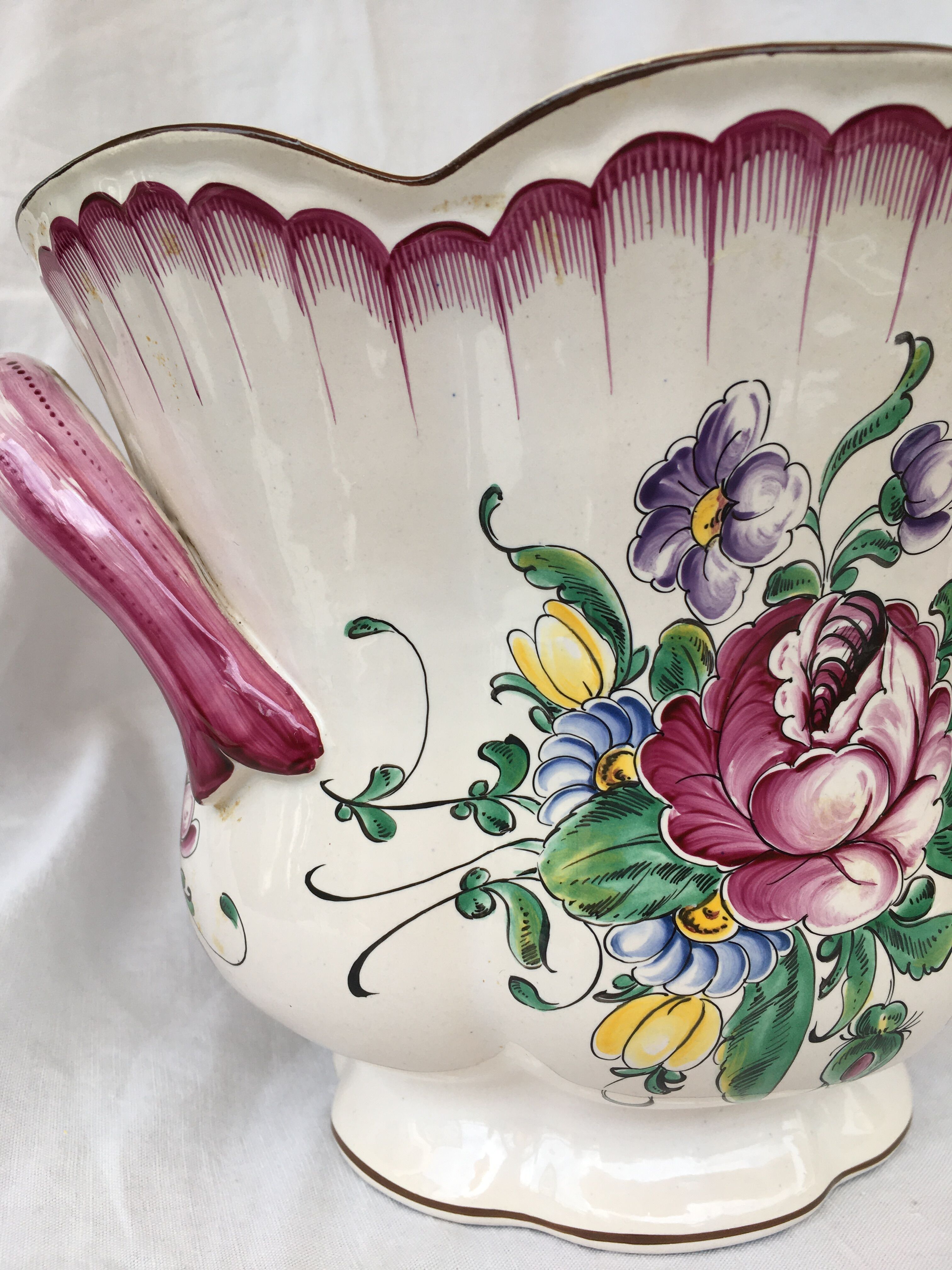 Polychrome Lunéville-style flowerpot or ice bucket