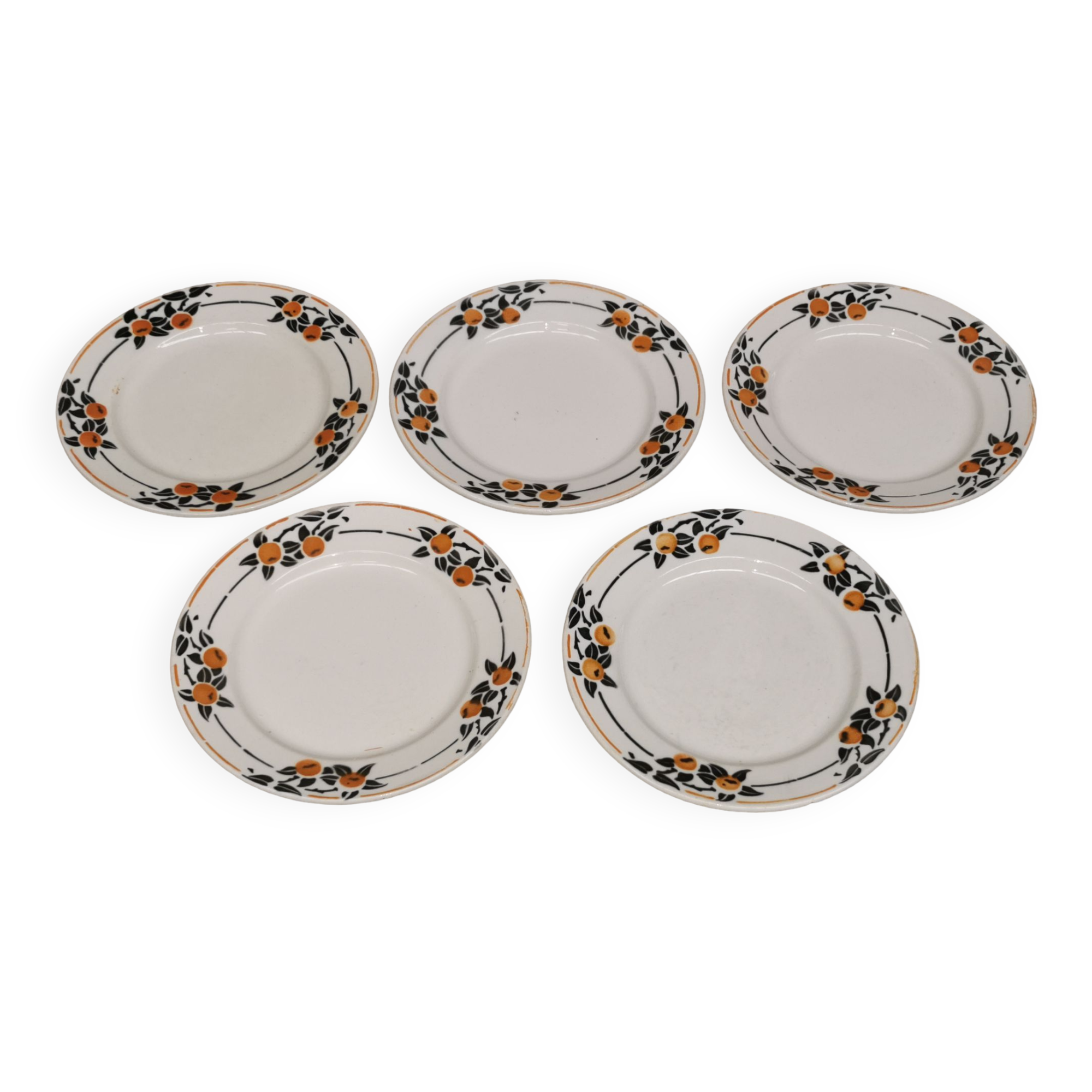 Set of 5 old plates vintage dessert badonvillers madeleine