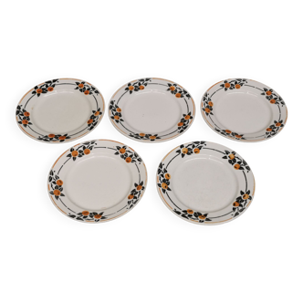 Set of 5 old plates vintage dessert badonvillers madeleine