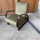 Paire de fauteuils réglables Jindrich Halabala 1930s en bois et velours vert olive