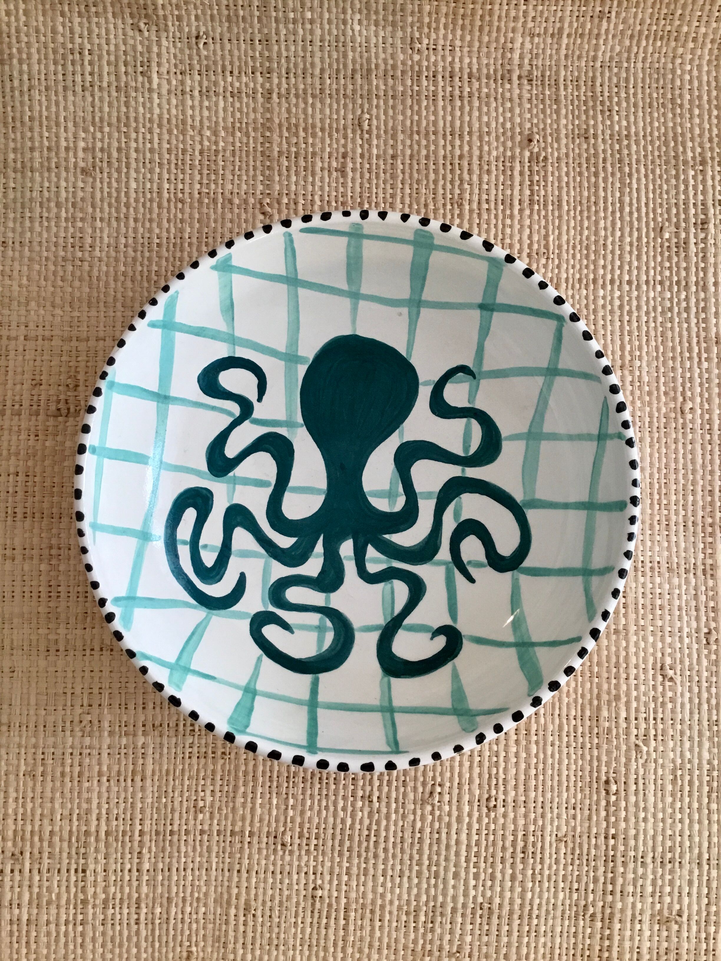 Hand-painted glazed ceramic salad bowl