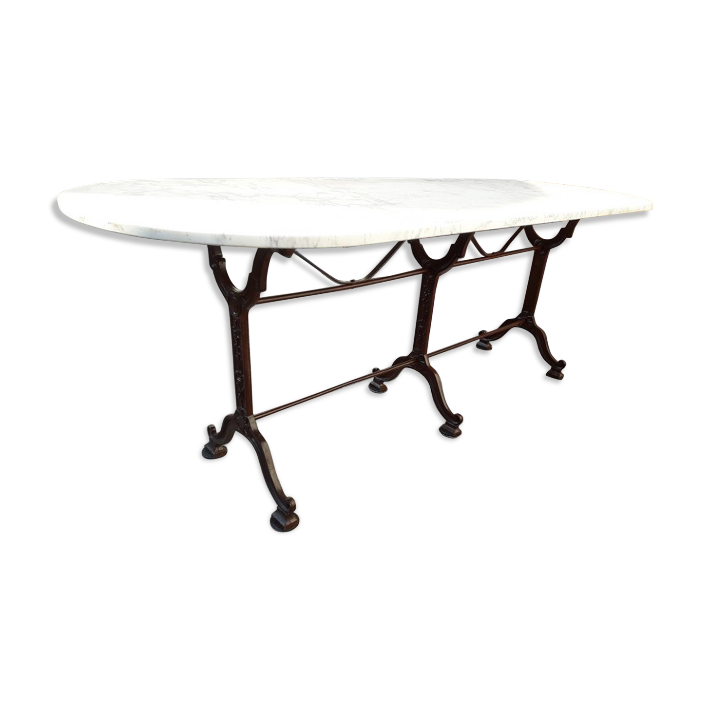 Table bistro double ep art deco 1930 cast marble