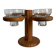 Vintage Mid Century Large Wood Candelabra With Four Glass Cups