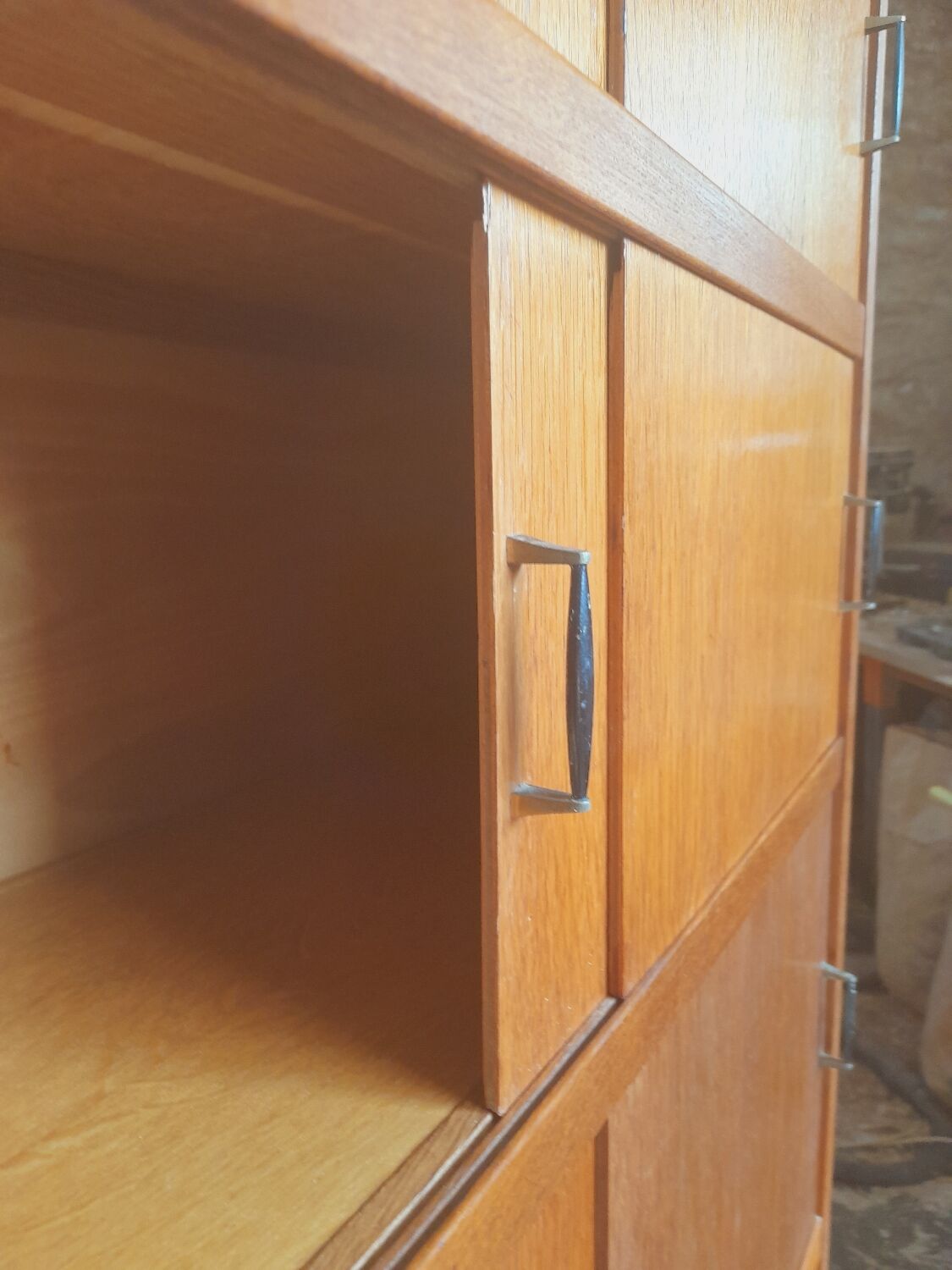Shelves, bookcase with vintage sliding doors