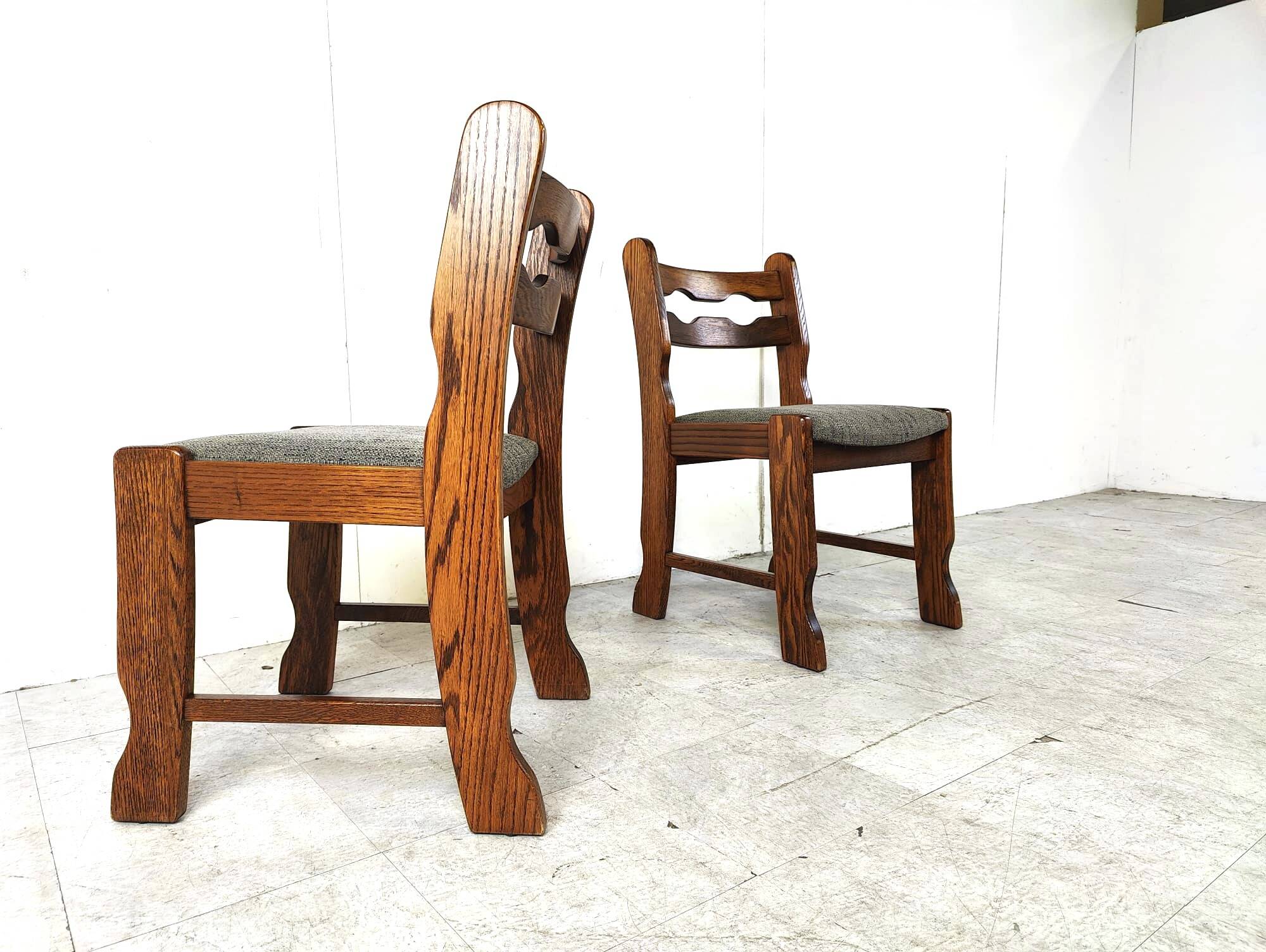 Vintage brutalist dining chairs, set of 6 - 1970s