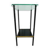 Guéridon chevet en verre et métal chic