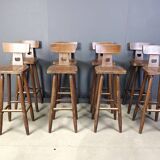 Set of 8 vintage brutalist bar stools, 1960s