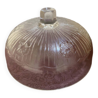 White glass bell. Floral patterns.