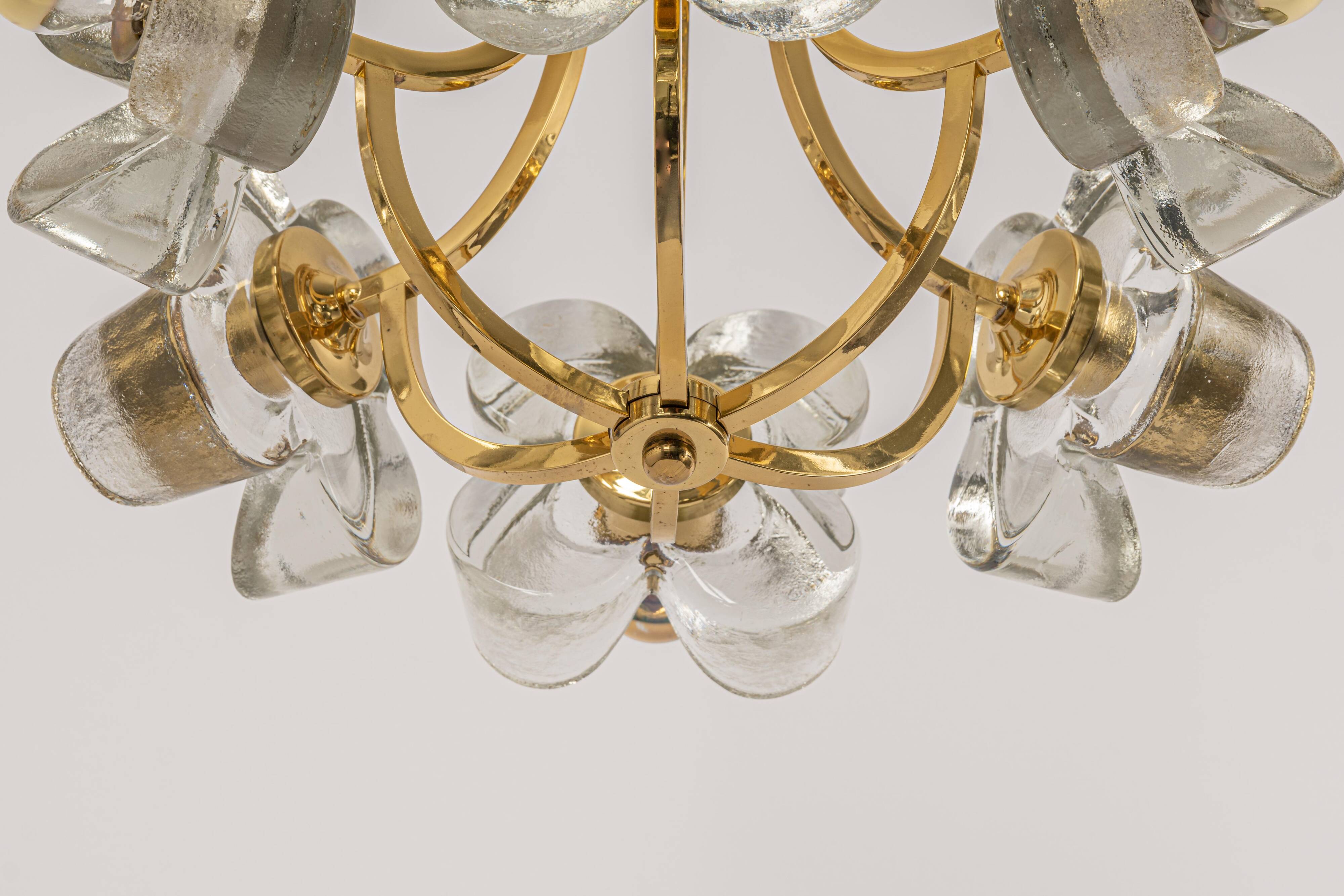 Large brass and crystal pendant light by Sische, Germany, 1970s.