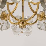 Large brass and crystal pendant light by Sische, Germany, 1970s.