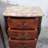 Pair of Louis XV style bedside tables in Marquetry