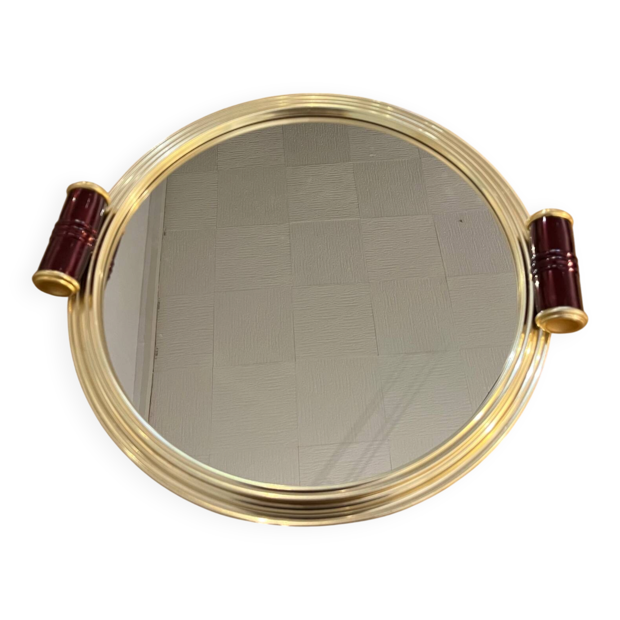Golden mirror plateau Art Deco diameter 34cm