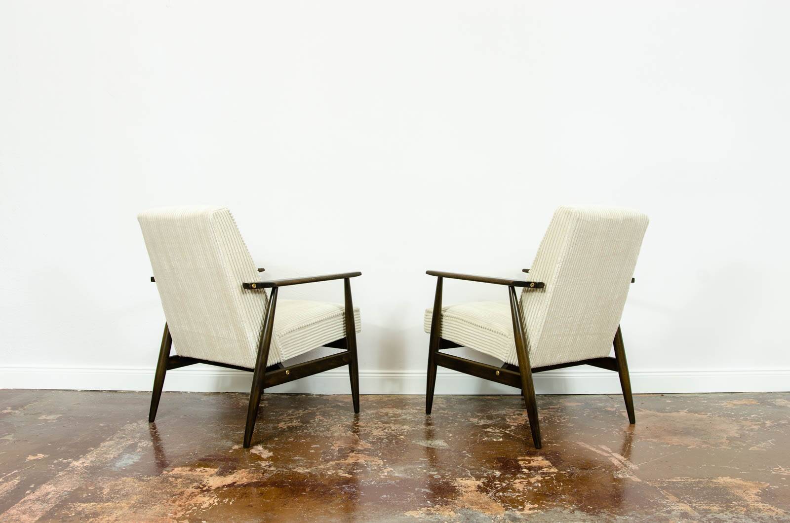Type 300 190 Armchairs in Corduroy by H. Lis, 1960s, Set of 2