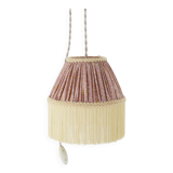 Small floral portable lamp with fringed finish