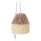 Small floral portable lamp with fringed finish