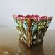 Vase, art nouveau cache pot, in barbotine, Onnaing majolica with floral motif.