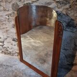 French Art Deco walnut mirror – sculpted wall mirror from the 1920s in France