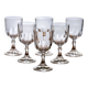 Set of 6 antique wine glasses in pearl-cut crystal